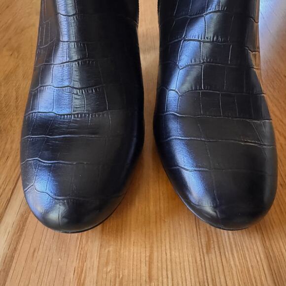 Sezane Lea Ankle Leather Boots in Black Crocodile Size 39 US 8 - Picture 8 of 14